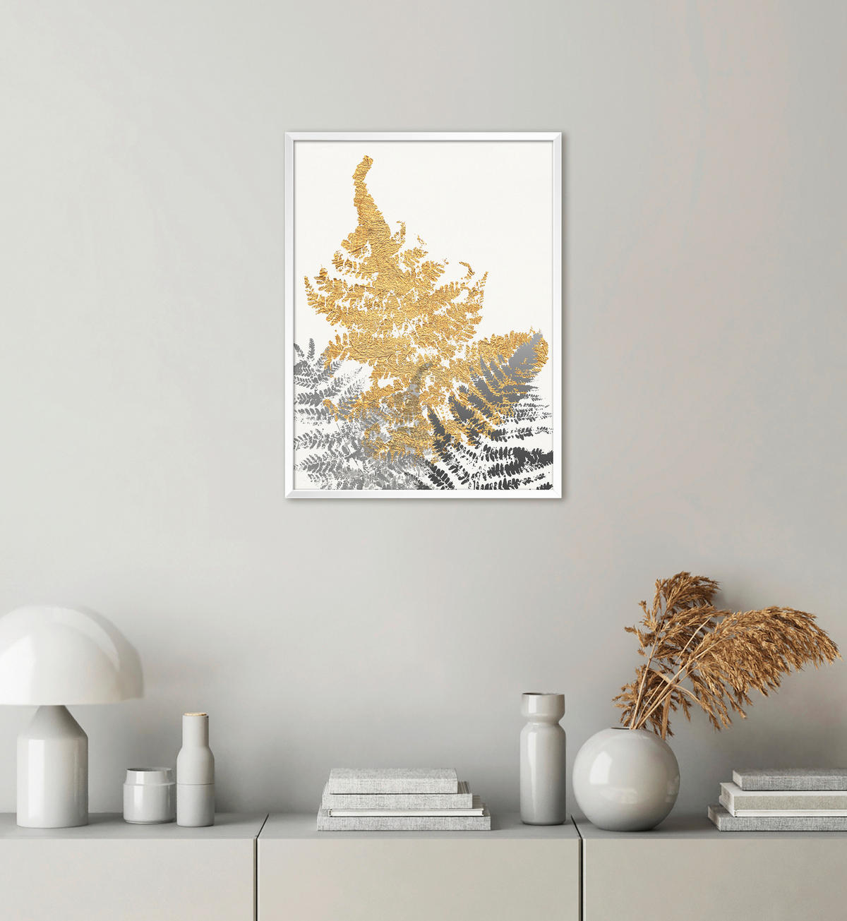 KUNSTDRUCK 30/40 cm  - Weiss/Goldfarben, Basics, Papier (30/40cm) - Monee