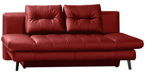 SCHLAFSOFA in Echtleder Rot  - Rot/Schwarz, Design, Leder/Metall (209/94/94cm) - Novel