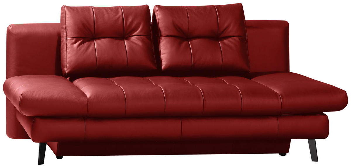 SCHLAFSOFA in Echtleder Rot  - Rot/Schwarz, Design, Leder/Metall (209/94/94cm) - Novel