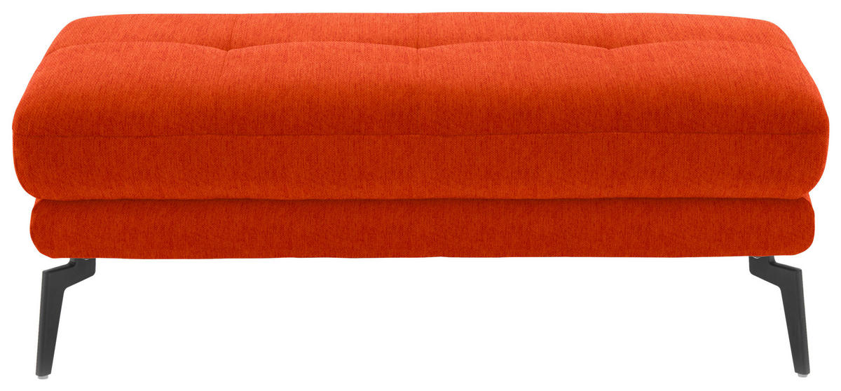 HOCKER in Textil Orange  - Schwarz/Orange, Design, Textil/Metall (132/45/68cm) - Beldomo Style