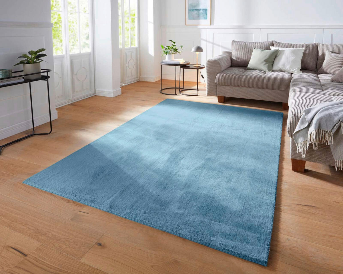 FLACHWEBETEPPICH Wohnzimmer 160/220 cm Fiona Hellblau rechteckig  - Hellblau, KONVENTIONELL, Textil (160/220cm) - Novel