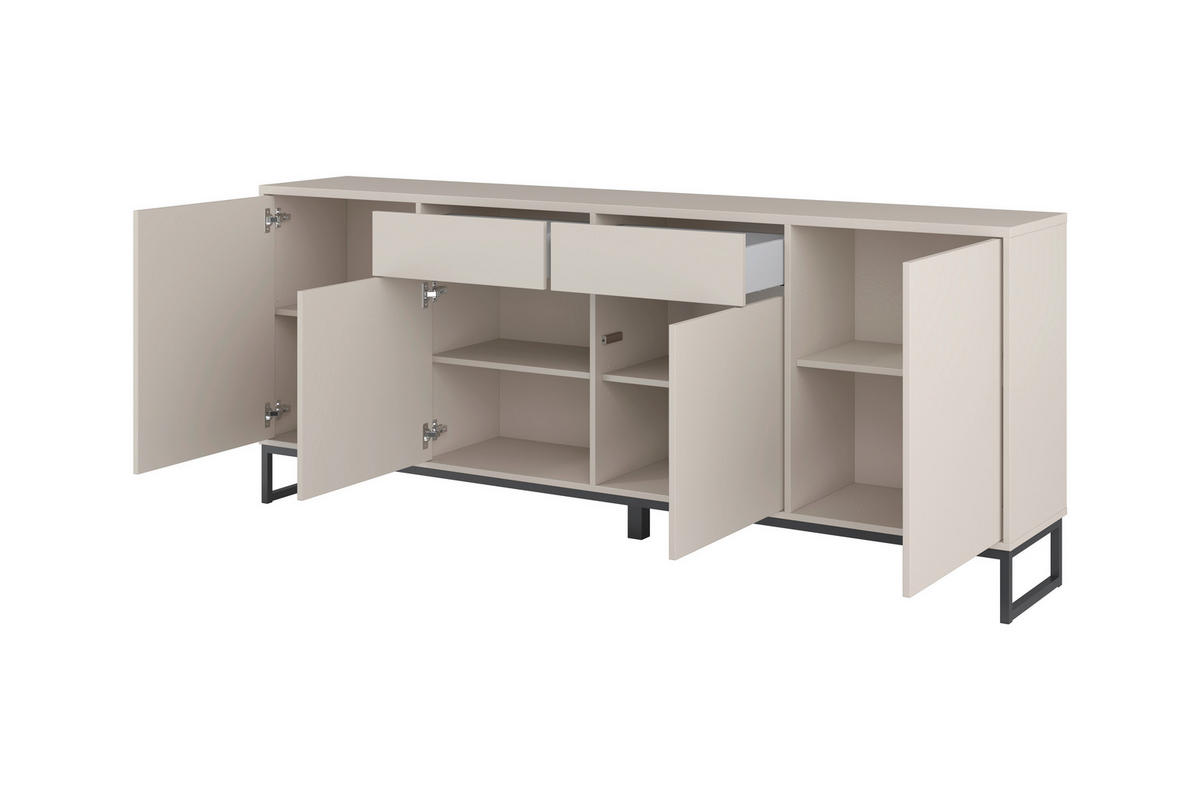SIDEBOARD Alto 208,5/84,1/36,5 cm 2 Schublade(n)  - Kaschmir/Schwarz, Design, Holzwerkstoff/Metall (208,5/84,1/36,5cm) - MID.YOU