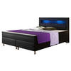 Boxspringbett mit Topper &  in Schwarz  - Silberfarben/Schwarz, KONVENTIONELL, Leder/Textil (180/115/210cm) - MID.YOU