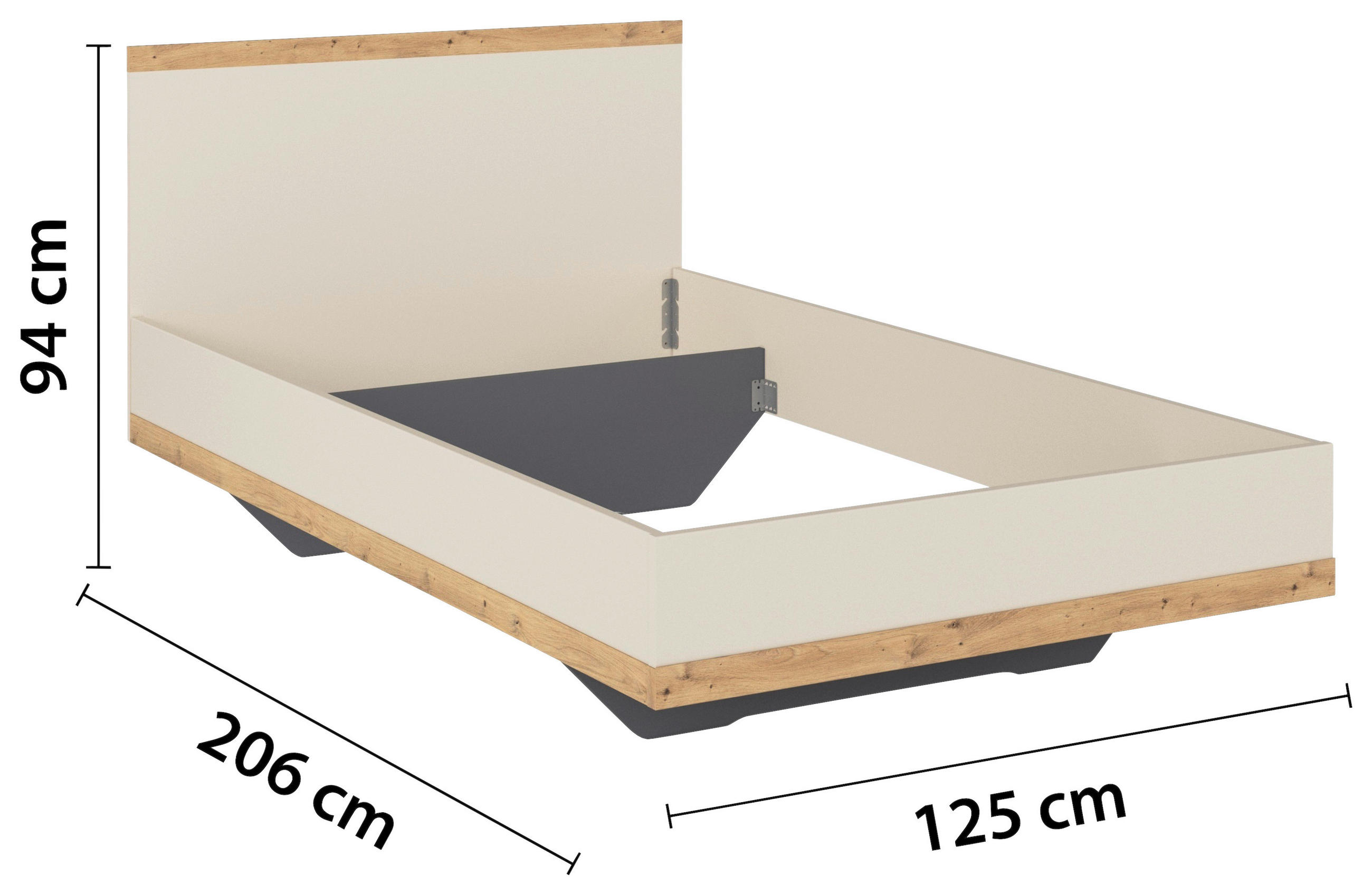 BETT 120/200 cm,  in Champagner, Eiche Artisan,  - Champagner/Eiche Artisan, Design (120/200cm) - Stylife