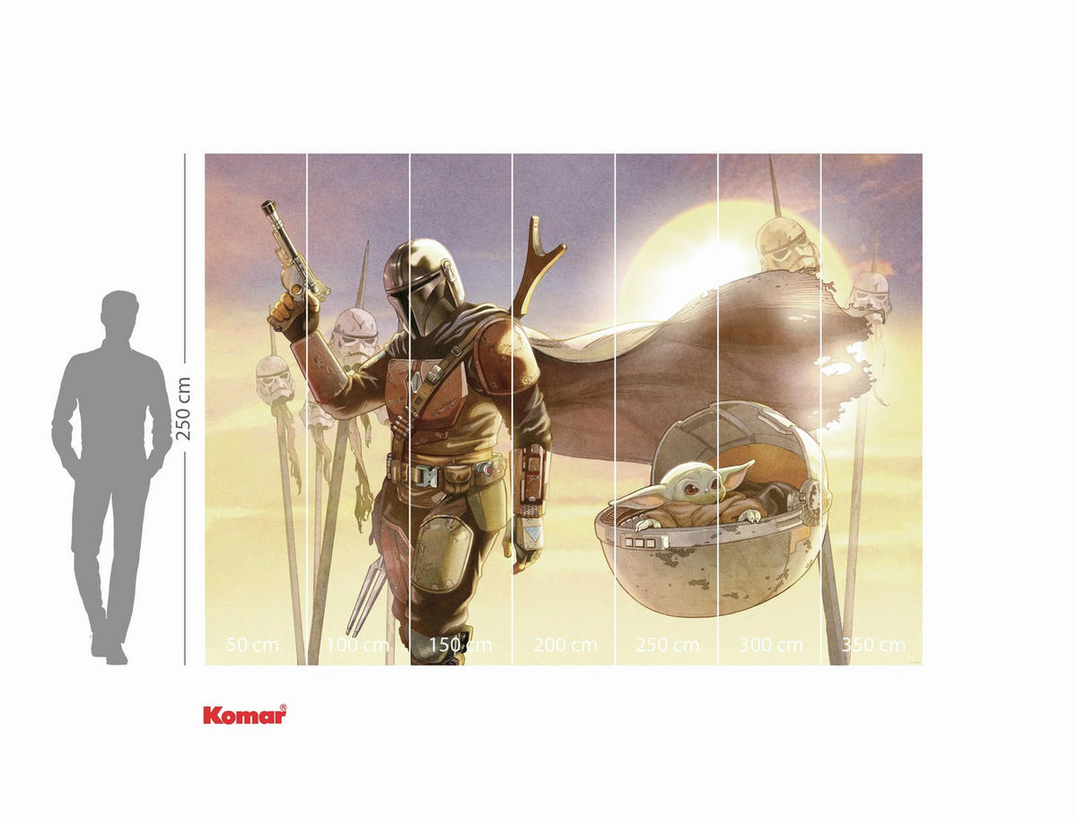 FOTOTAPETE THE MANDALORIAN AND GROGU  - Gelb, Design, Textil (350/250cm) - Star Wars