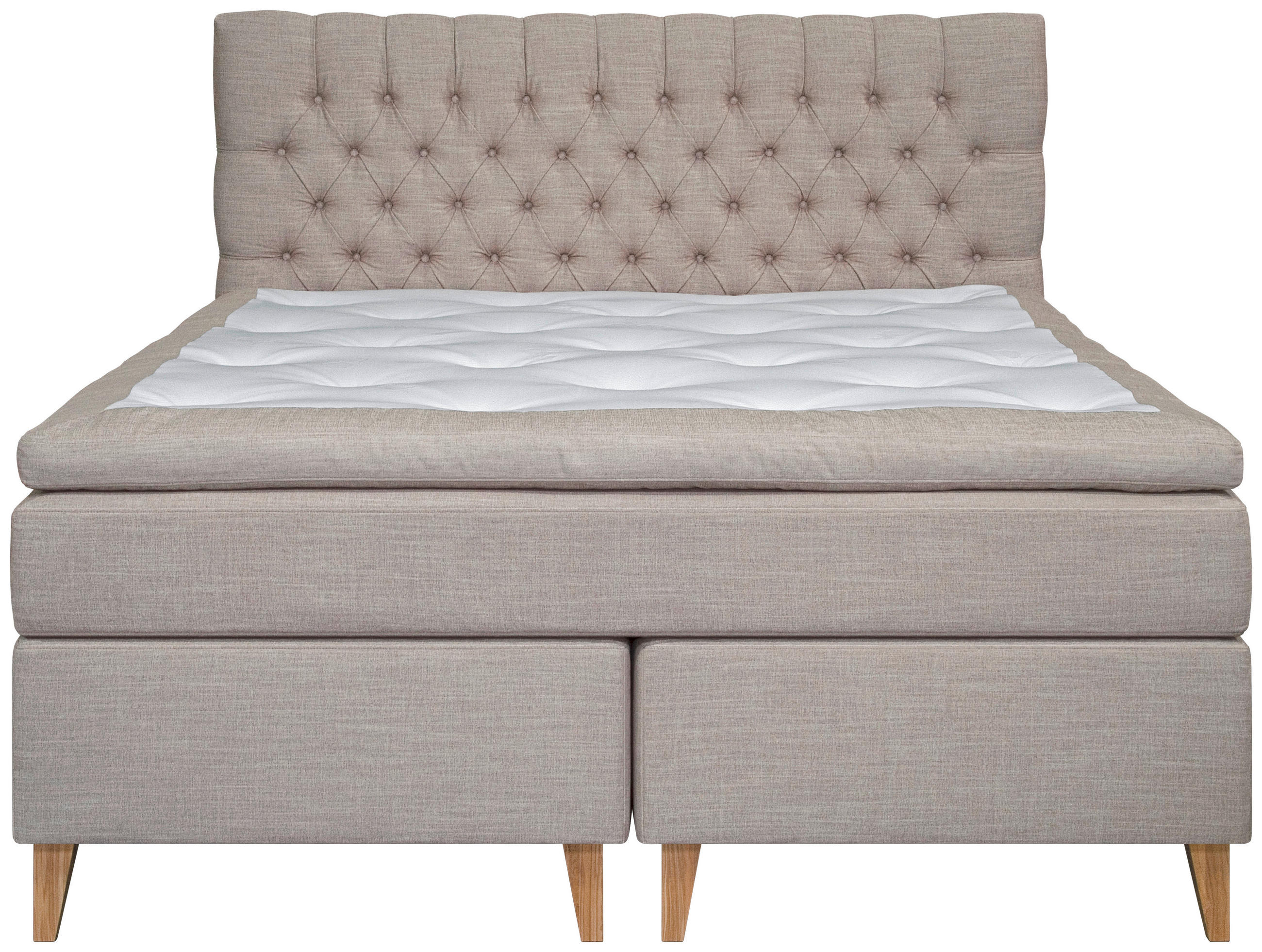 KONTINENTALSÄNG 180/200 cm i beige - beige/naturfärgad, Klassisk, metall/trä (180/200cm) - Novel