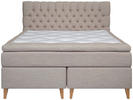 KONTINENTALSÄNG 180/200 cm  i beige  - beige/naturfärgad, Klassisk, metall/trä (180/200cm) - Novel