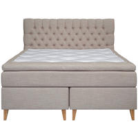 KONTINENTALSÄNG 180/200 cm  i beige  - beige/naturfärgad, Klassisk, metall/trä (180/200cm) - Cassando