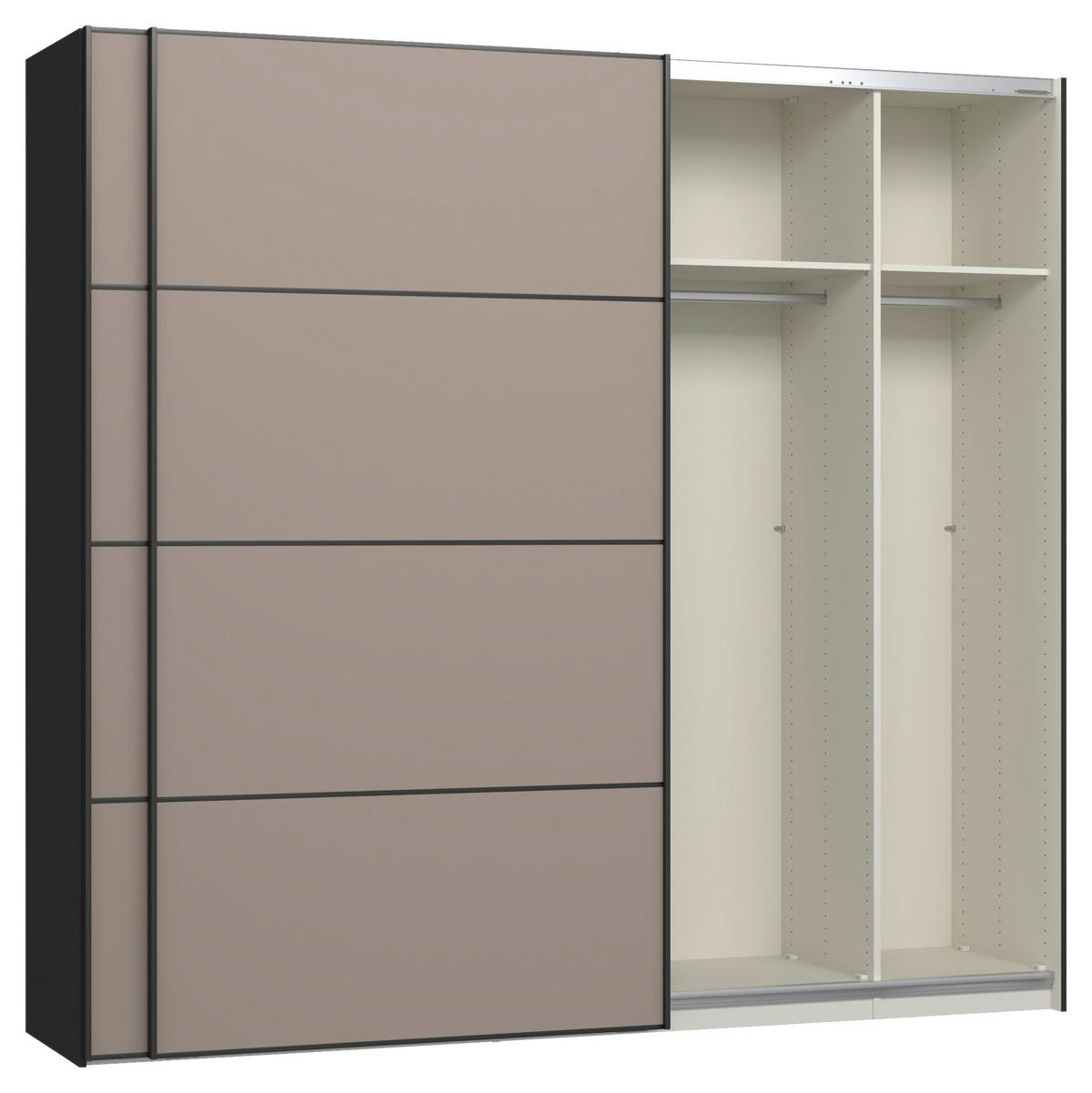SCHWEBETÜRENSCHRANK 253/236/65 cm 2-türig Hellbraun, Schwarz  - Hellbraun/Schwarz, Design, Holzwerkstoff/Metall (253/236/65cm) - Jutzler