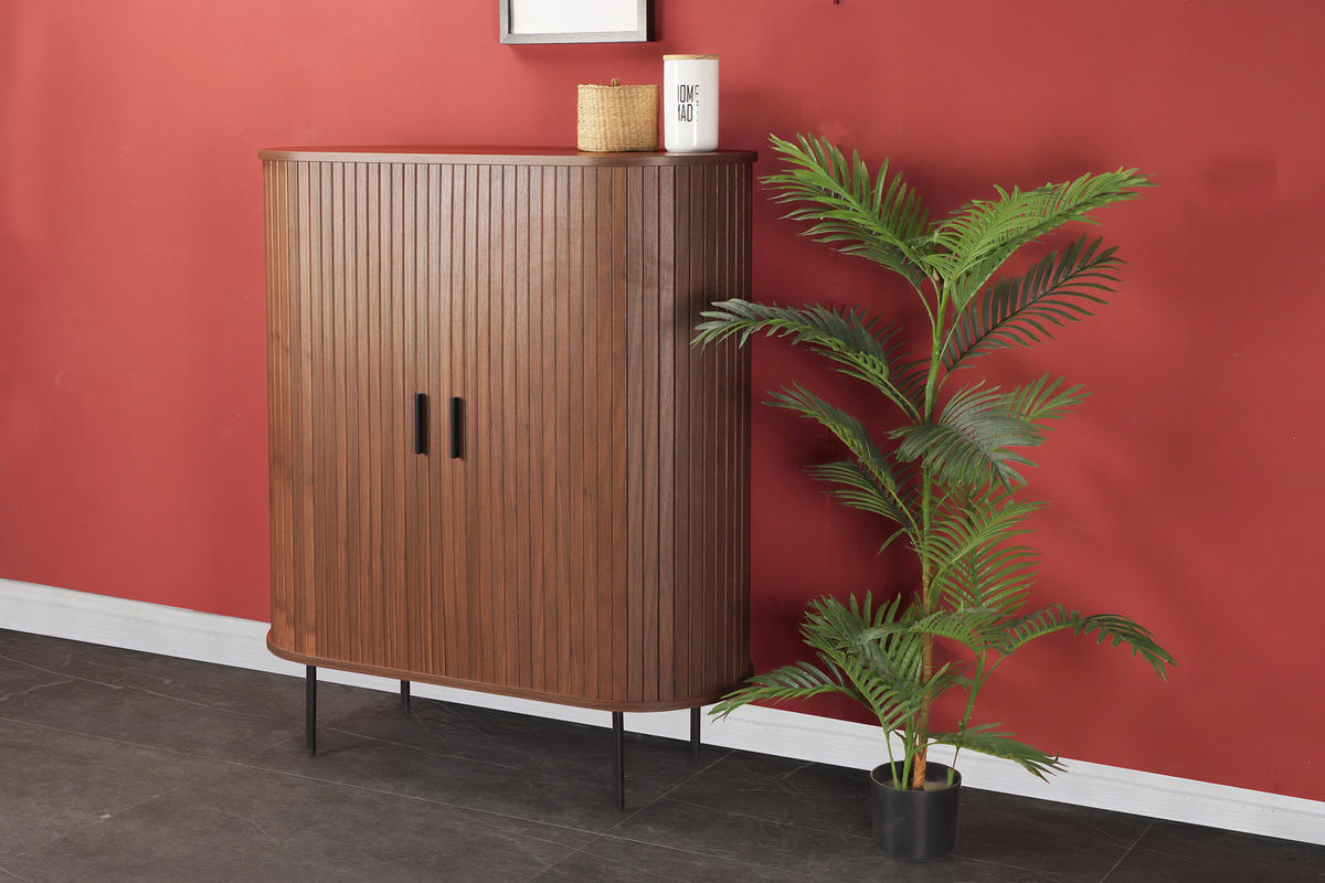 KOMMODE  in 100/118/40 cm  - Walnussfarben/Schwarz, Design, Holzwerkstoff/Metall (100/118/40cm) - Livetastic