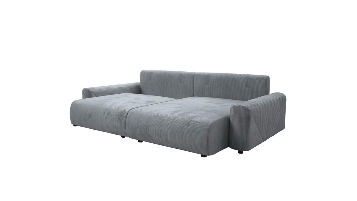 Ecksofa inkl. Funktionen Graublau Cord  - Graublau/Schwarz, MODERN, Kunststoff/Textil (238/168cm) - Stylife