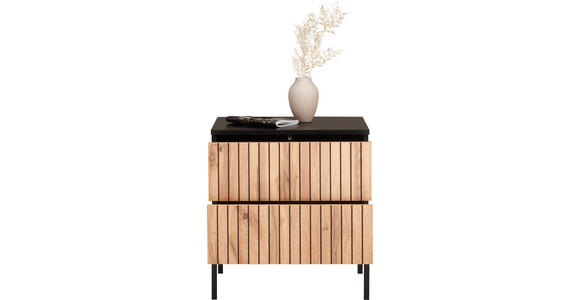 NACHTSCHRANK 51,5/56/38 cm  - Eiche Wotan/Schwarz, KONVENTIONELL, Holzwerkstoff (51,5/56/38cm) - Xora