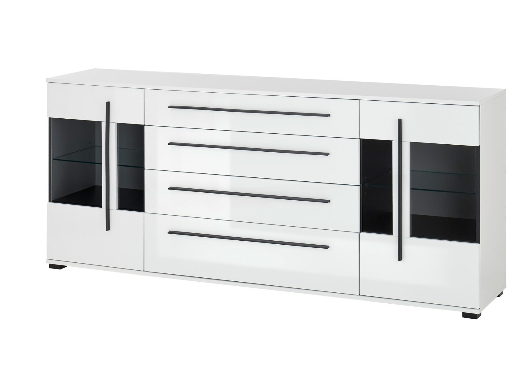 Livetastic Sideboard Weiß Hochglanz 200x86x42 cm