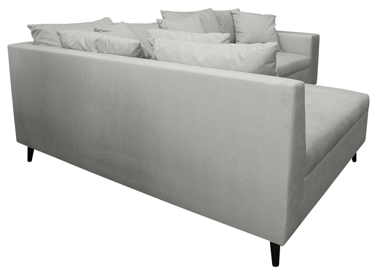 Ecksofa inkl. Hocker in Mikrofaser Grau  - Schwarz/Grau, Design, Holz/Textil (174/247cm) - MID.YOU