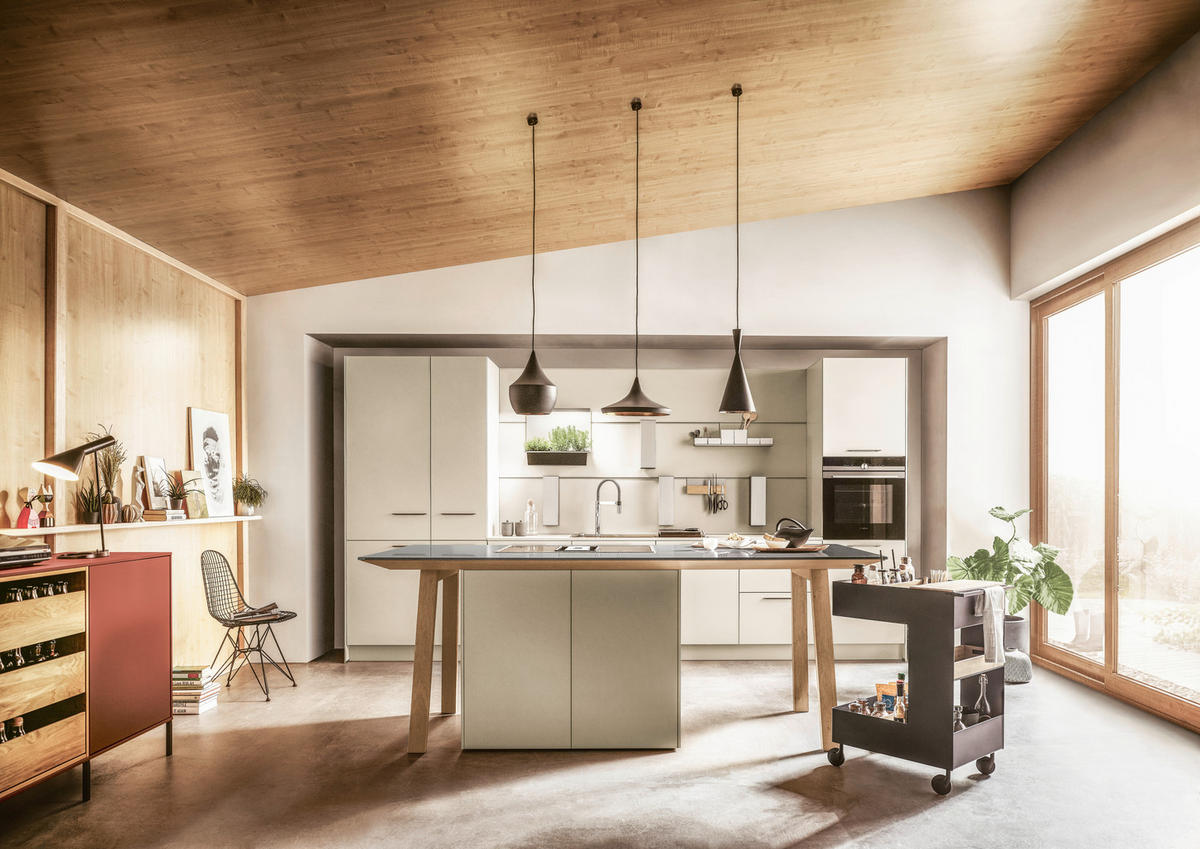 EINBAUKÜCHE   - Sandfarben/Grau, Design, Holzwerkstoff - Next 125