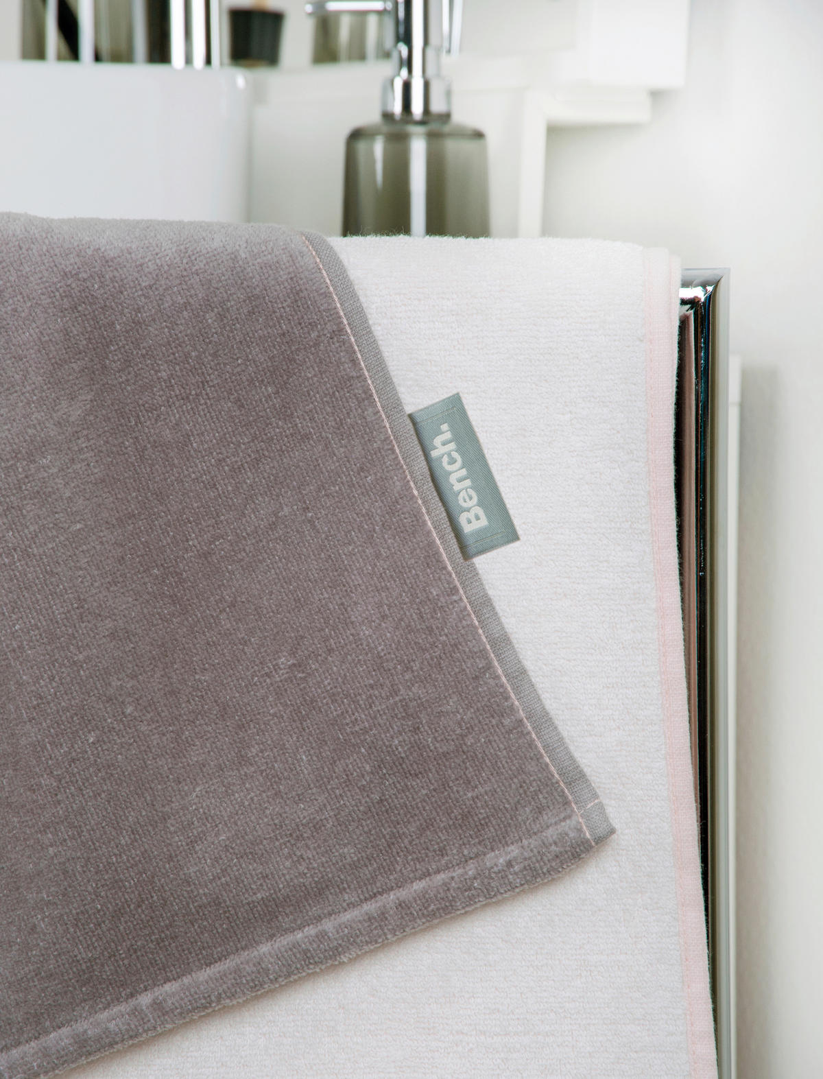 STRANDTUCH Multicolor, Rosa, Weiß, Beige 80/180 cm  - Beige/Multicolor, KONVENTIONELL, Textil (80/180cm) - Bench