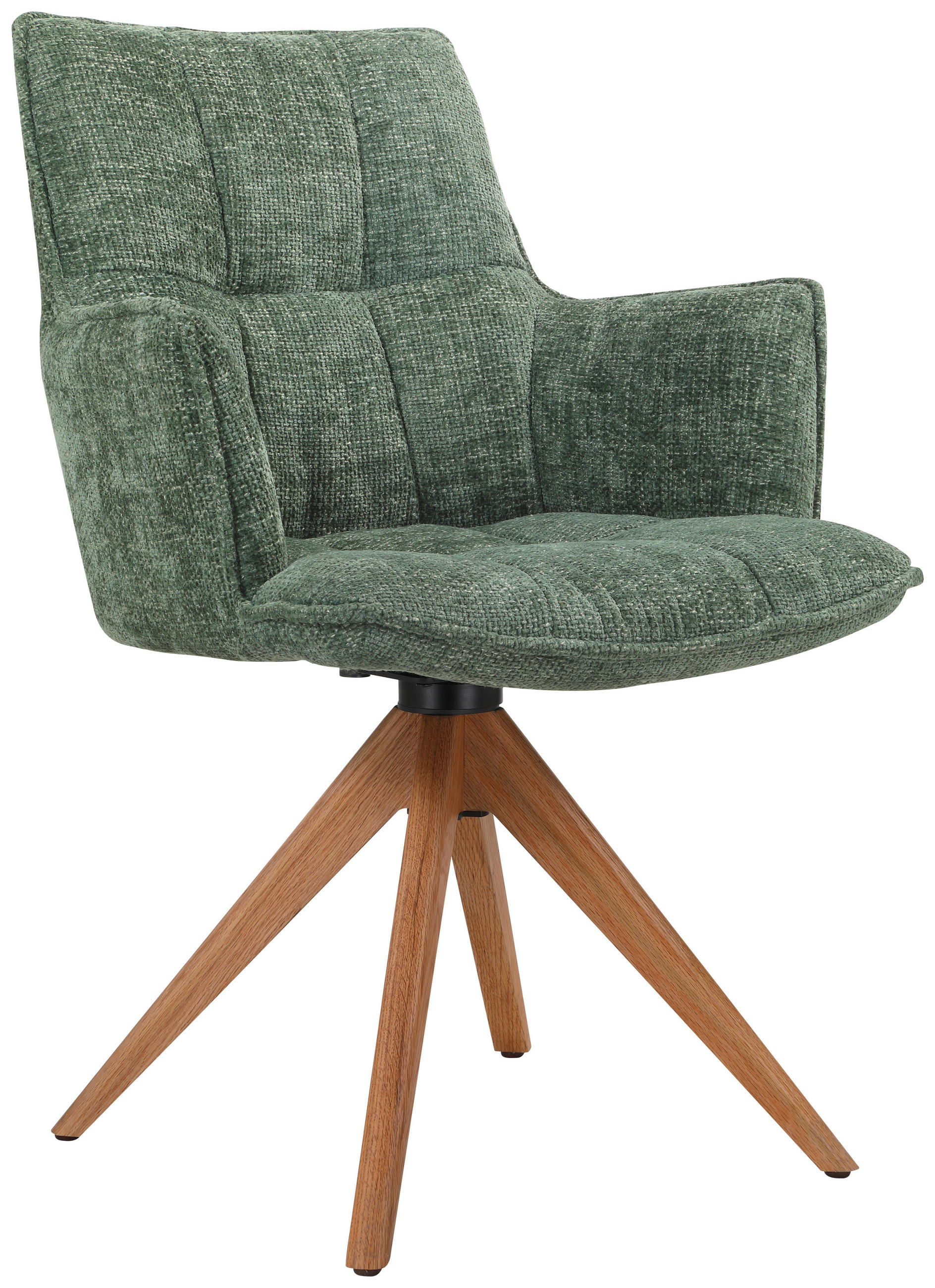 ARMLEHNSTUHL  in Eisen Chenille  - Eichefarben/Grün, Design, Holz/Textil (59,5/88,5/63cm) - Novel