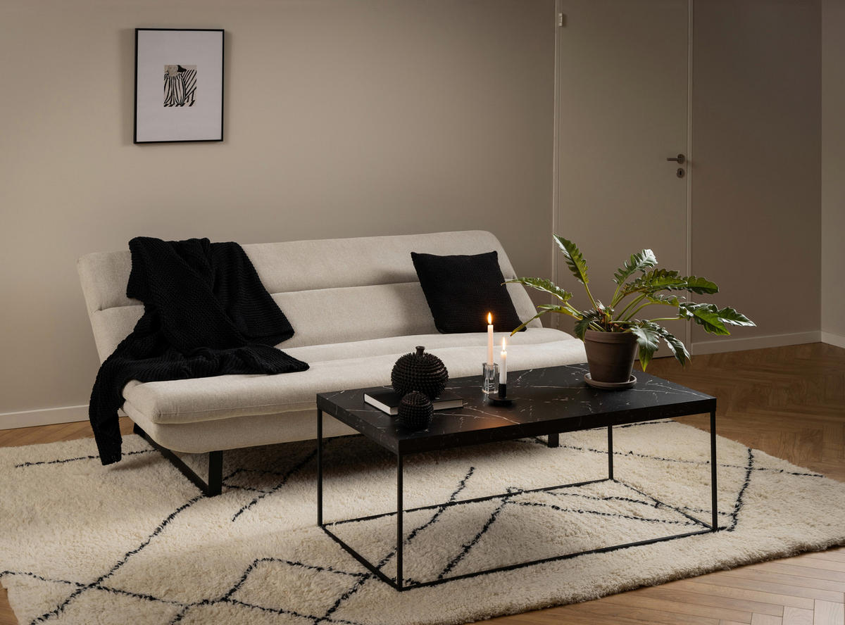 SCHLAFSOFA in Textil Beige  - Beige/Schwarz, Konventionell, Textil/Metall (200/91/124cm) - MID.YOU