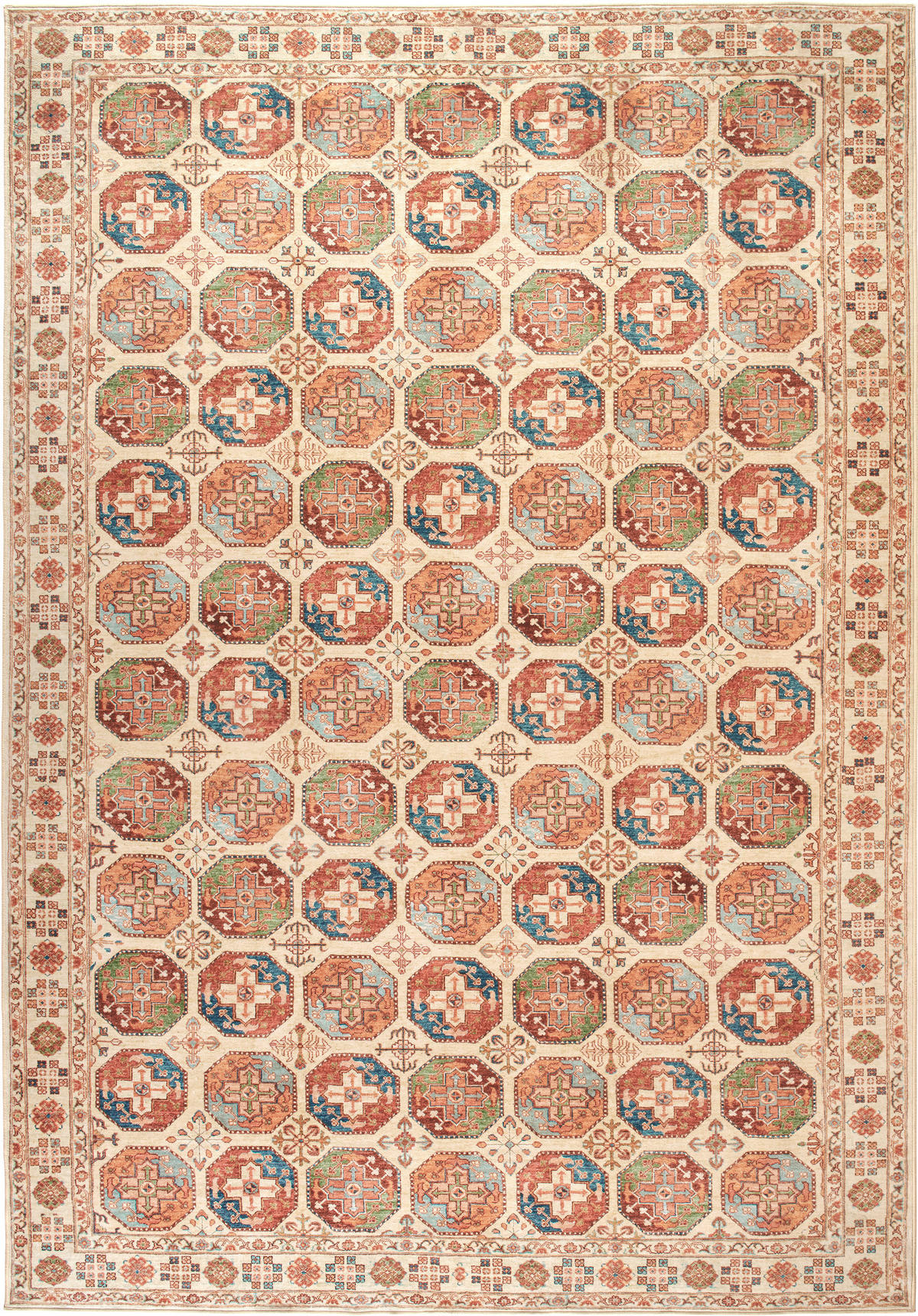 VINTAGE-TEPPICH Living Bathian 240/340 cm  in Creme, Terracotta, Graublau  - Graublau/Terracotta, LIFESTYLE, Kunststoff/Textil (240/340cm) - Lindorug