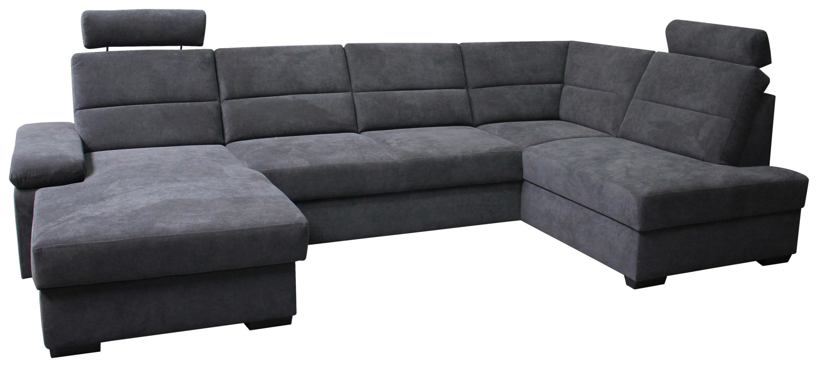 ECKSOFA Anthrazit Webstoff  - Anthrazit/Dunkelbraun, Design, Kunststoff/Textil (166/319/183cm) - Livetastic