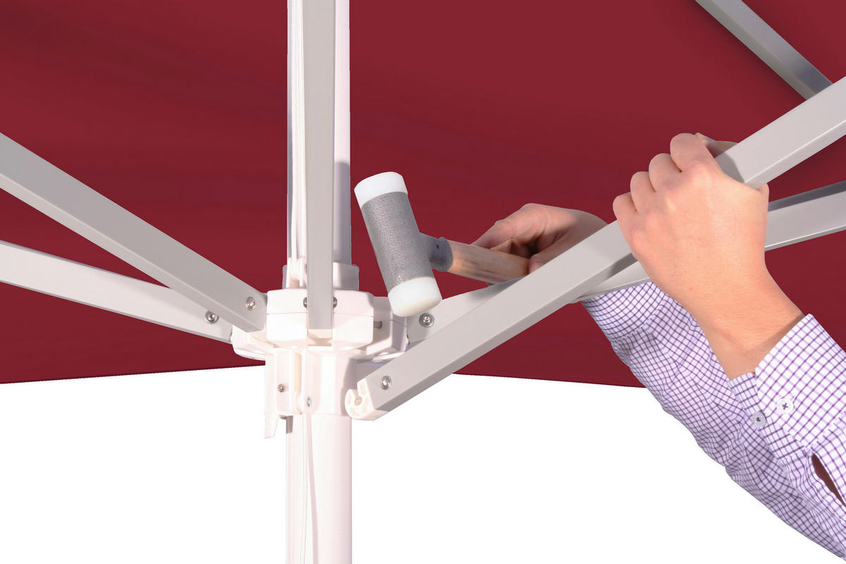 SLUNEČNÍK 300 cm - bordeaux/barvy stříbra, Basics, kov/textil (300cm) - Schneider