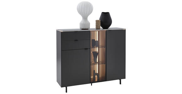 HIGHBOARD 141,2/120,1/40 cm  - Anthrazit/Schwarz, Design, Glas/Holz (141,2/120,1/40cm) - Dieter Knoll