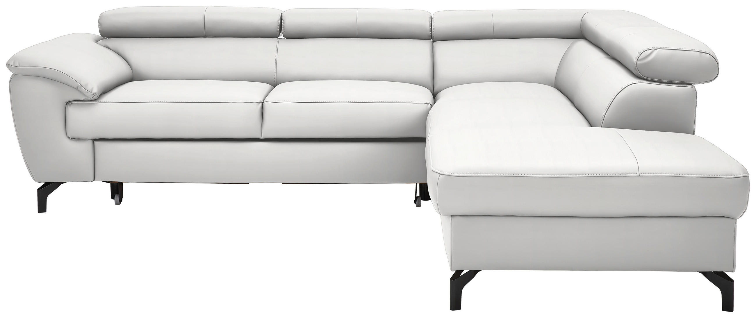 ECKSOFA in Echtleder Weiss  - Weiss/Schwarz, Design, Leder/Metall (256/220cm) - Celina Home