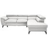 ECKSOFA in Echtleder Weiss  - Weiss/Schwarz, Design, Leder/Metall (256/220cm) - Celina Home