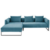 ECKSOFA Cord Petrol  - Petrol/Schwarz, Konventionell, Textil/Metall (178/284cm) - Hom`in