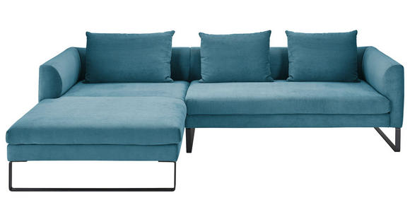 ECKSOFA Petrol Cord Rücken echt, Rückenkissen  - Petrol/Schwarz, KONVENTIONELL, Textil/Metall (178/284cm) - Hom`in