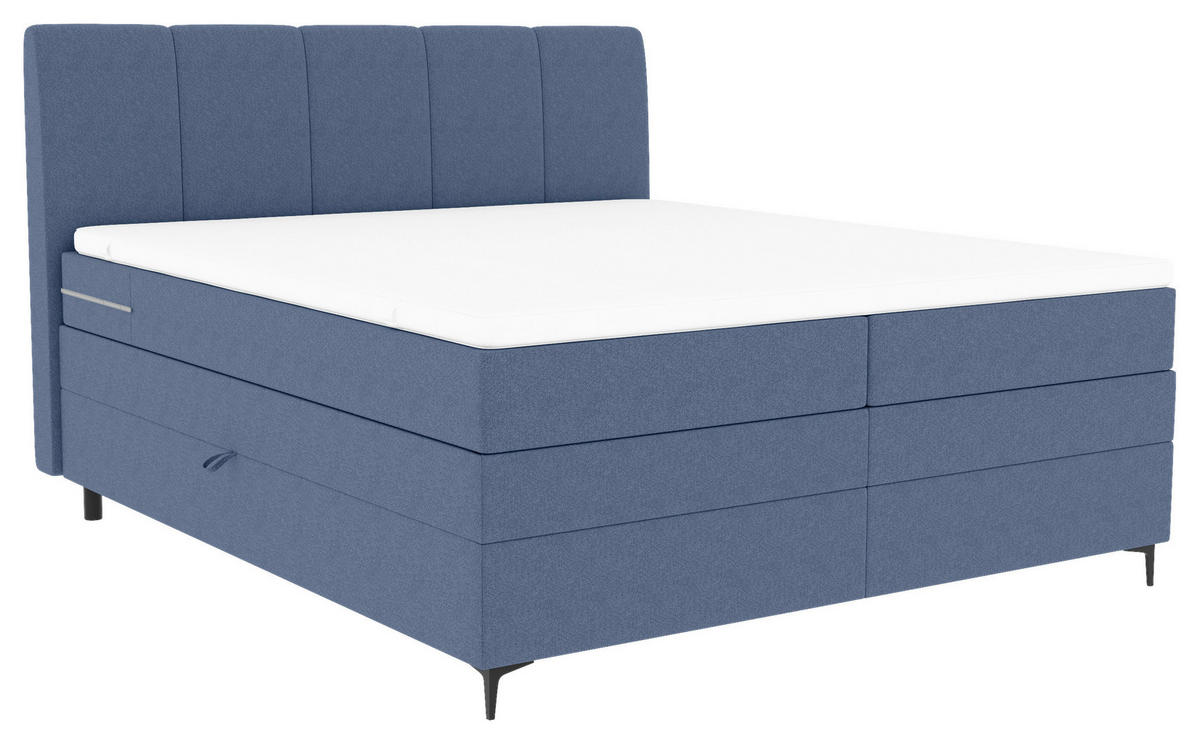 BOXSPRINGBETT 180/200 cm  in Blau  - Blau/Schwarz, KONVENTIONELL, Textil/Metall (180/200cm) - Boxxx