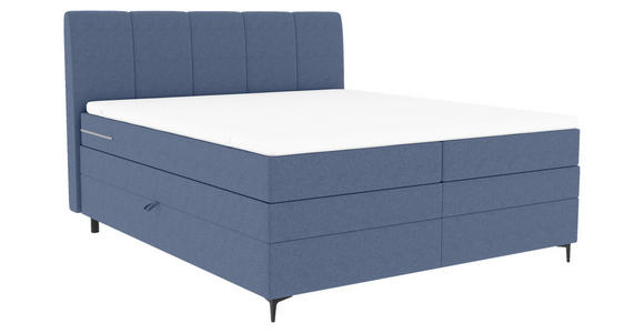 BOXSPRINGBETT 180/200 cm  in Blau  - Blau/Schwarz, KONVENTIONELL, Textil/Metall (180/200cm) - Carryhome