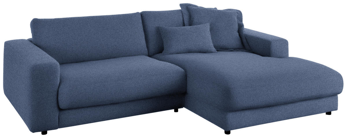ECKSOFA in Flachgewebe Blau  - Blau/Schwarz, Design, Kunststoff/Textil (270/190cm) - Lomoco