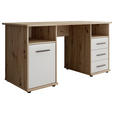SCHREIBTISCH 145/67/76 cm, Weiß, Eiche Artisan, Stauraum  - Silberfarben/Weiß, KONVENTIONELL, Holzwerkstoff/Kunststoff (145/67/76cm) - Cantus