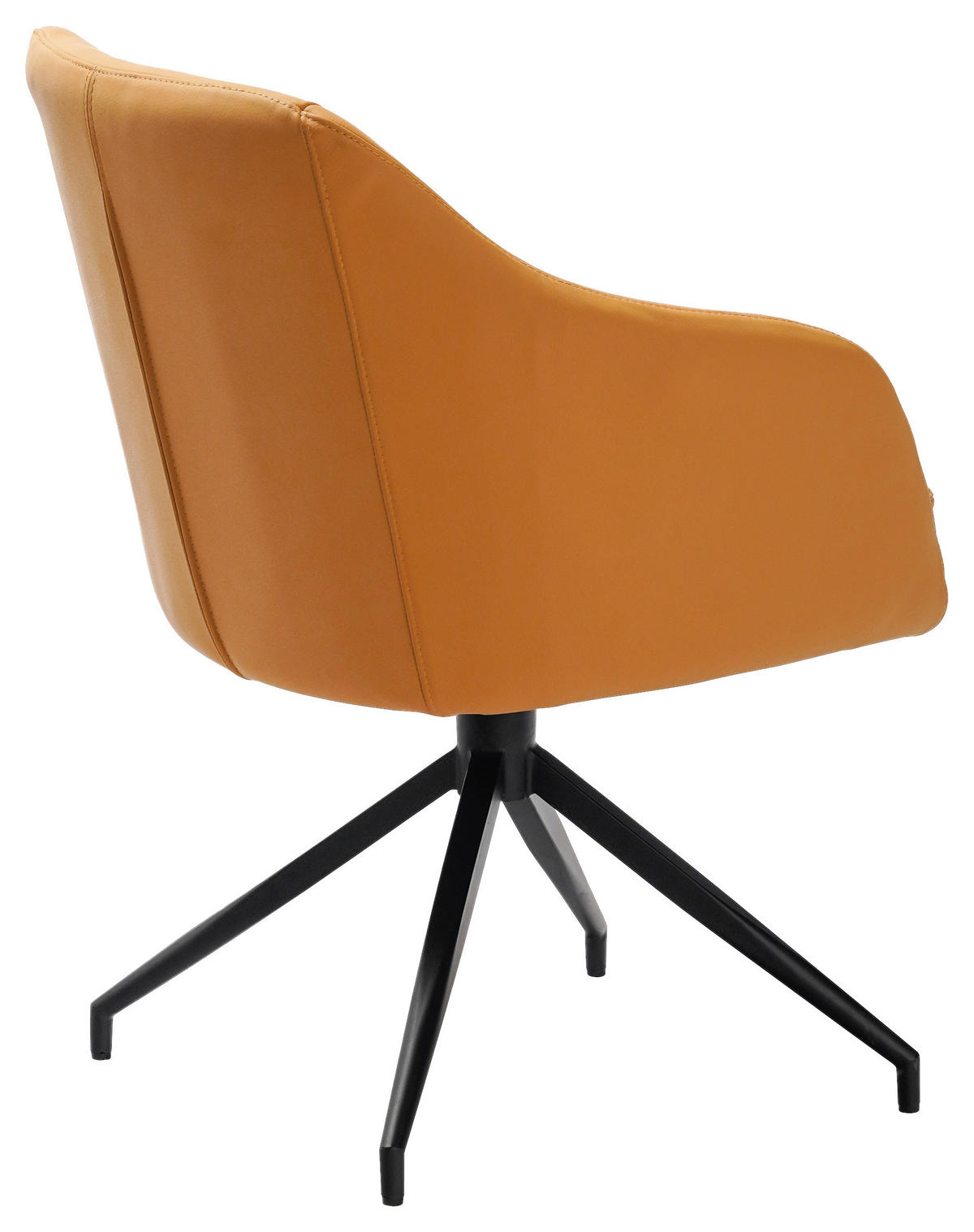 ARMLEHNSTUHL  in Eisen Echtleder pigmentiert  - Cognac/Schwarz, Design, Leder/Metall (61/83/61.5cm) - Cassando