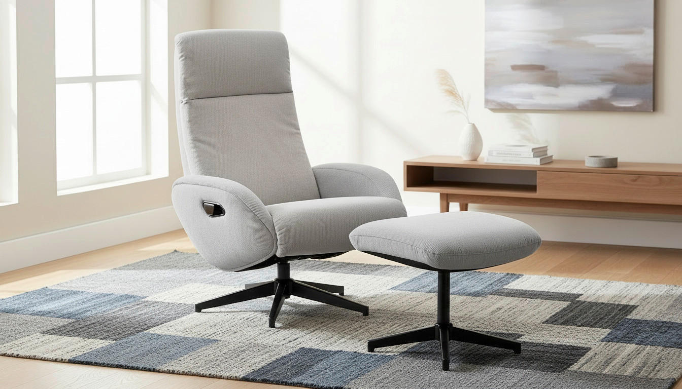RELAXSESSELSET BASTY Webstoff Hocker    - Schwarz/Grau, Design, Textil/Metall (75/107/77cm) - Livetastic