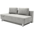SCHLAFSOFA Flachgewebe Hellgrau  - Chromfarben/Hellgrau, Design, Holz/Textil (205/77-93/99cm) - Novel