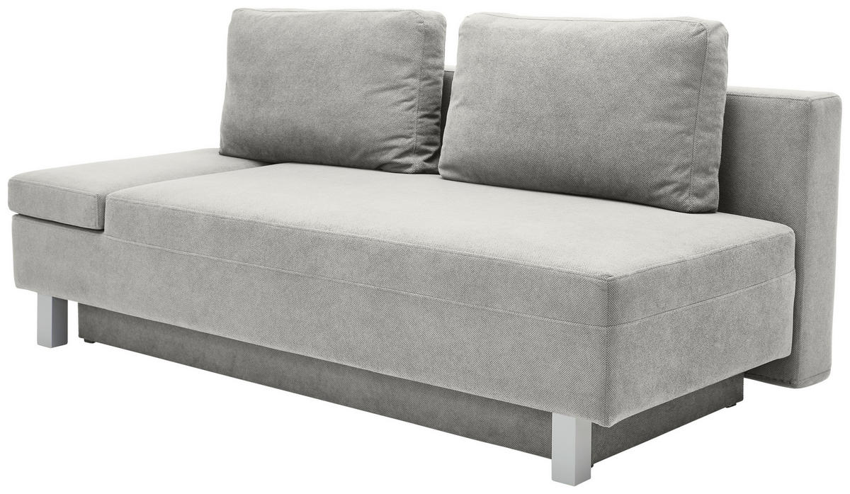 SCHLAFSOFA  mit Stoffauswahl, Schlafen auf Sitzhöhe, Armteil links Flachgewebe Hellgrau  - Chromfarben/Hellgrau, Design, Holz/Textil (205/77-93/99cm) - Novel