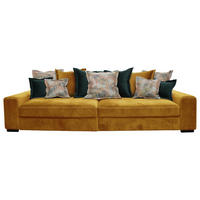 BIGSOFA Velours Gelb  - Wengefarben/Dunkelgrün, LIFESTYLE, Holz/Textil (289/90/115cm) - Carryhome