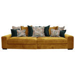 BIGSOFA in Velours Gelb  - Wengefarben/Dunkelgrün, LIFESTYLE, Holz/Textil (289/90/115cm) - Landscape