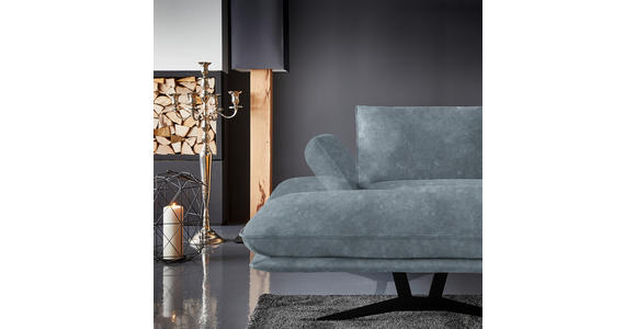 WOHNLANDSCHAFT in Echtleder Blau - Blau/Schwarz, Natur, Leder/Metall (155/359/217cm) - Dieter Knoll
