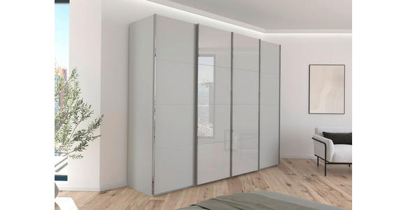 SCHWEBETÜRENSCHRANK 271/223/68 cm 4-türig Grau  - Chromfarben/Grau, KONVENTIONELL, Glas/Holzwerkstoff (271/223/68cm) - Novel