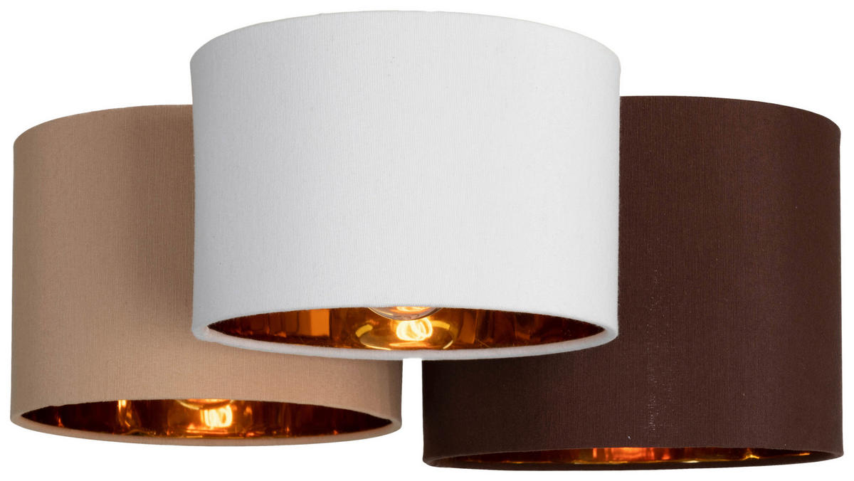 DECKENLEUCHTE 48/24 cm   - Hellbraun/Dunkelbraun, MODERN, Kunststoff/Textil (48/24cm) - Novel