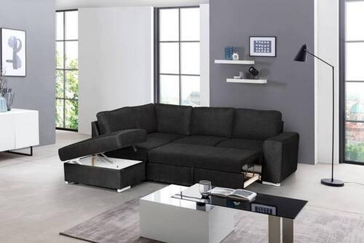 ECKSOFA Anthrazit Mikrofaser  - Chromfarben/Anthrazit, KONVENTIONELL, Textil/Metall (213/248cm) - MID.YOU