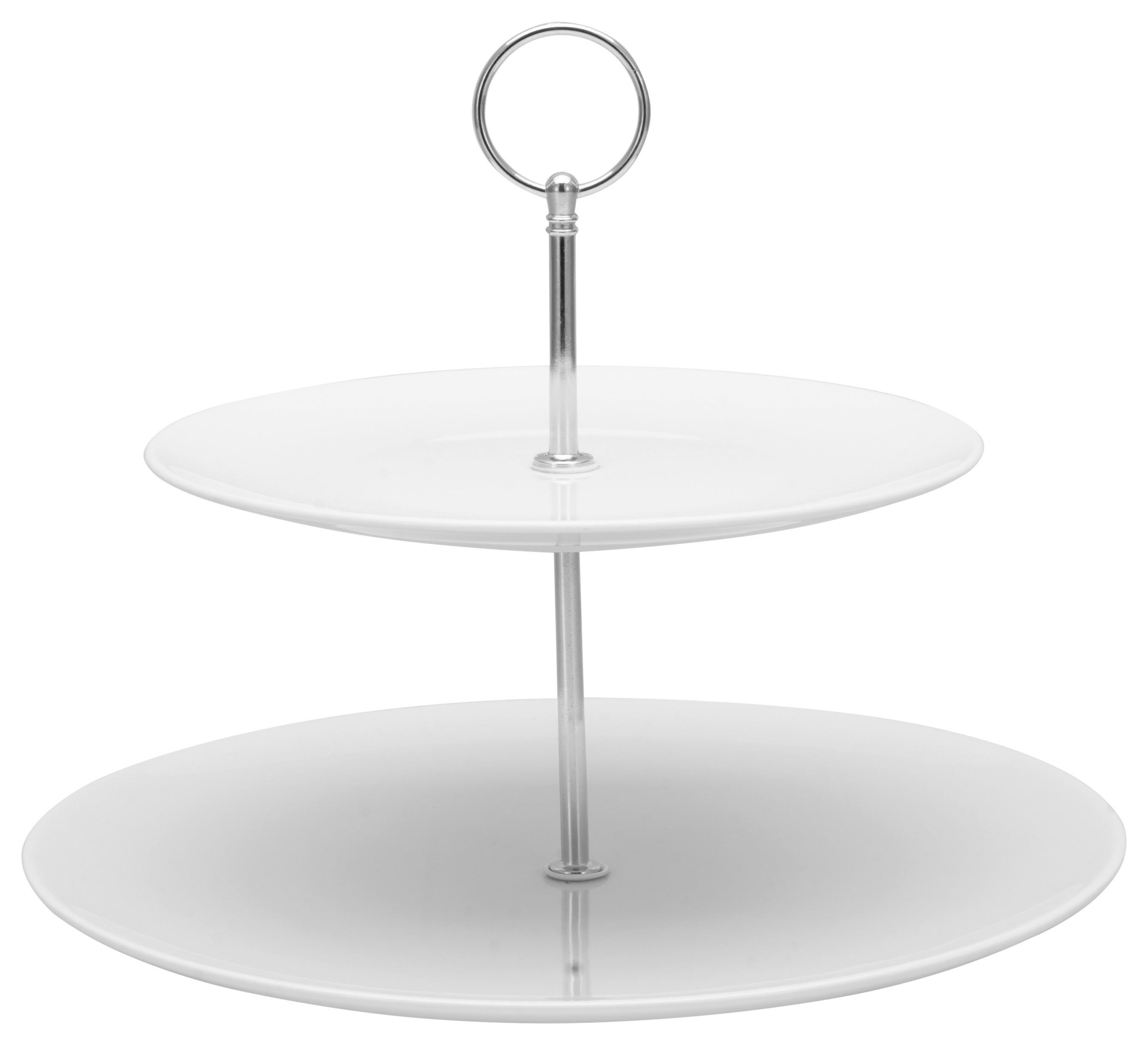ETAGERE 2-stöckig - Weiß, Keramik/Metall - Creatable