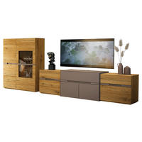 WOHNWAND  in Taupe, Wildeiche  330/132/47 cm  - Taupe/Wildeiche, Design, Glas/Holz (330/132/47cm) - Novel