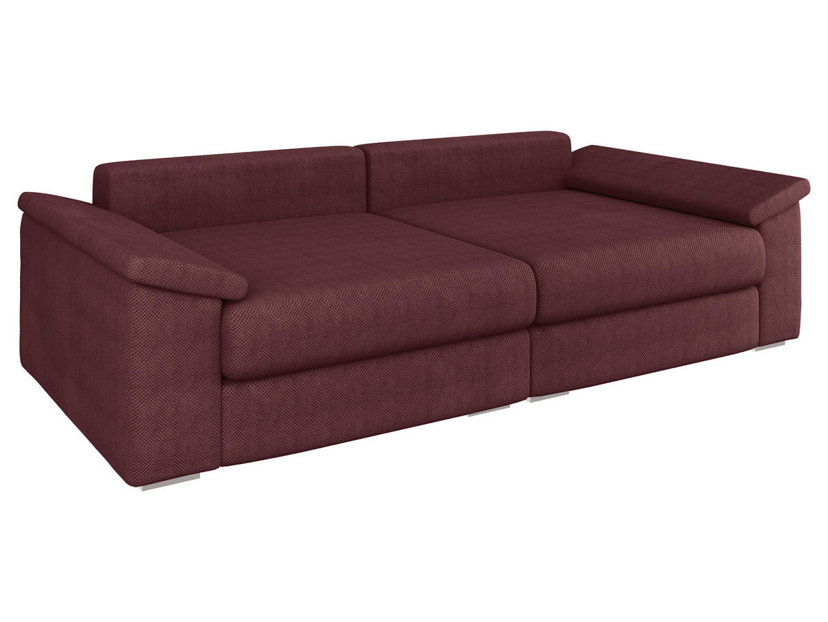 BIGSOFA TERMINI in Velours, Webstoff Bordeaux  - Bordeaux/Beige, Design, Holz/Textil (260/98/123cm) - MID.YOU