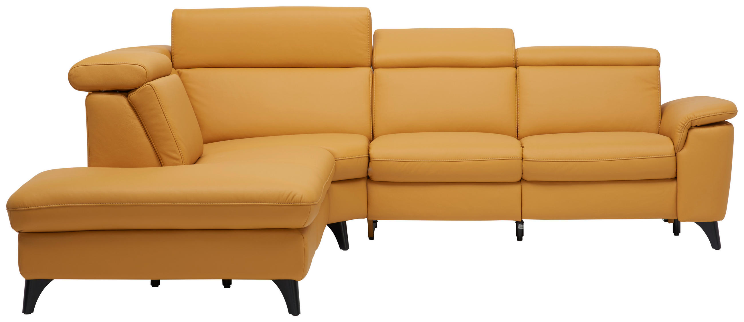 ECKSOFA in Echtleder Gelb  - Gelb/Schwarz, Design, Leder/Metall (239/285cm) - Cantus