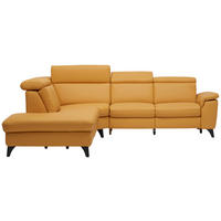 ECKSOFA in Echtleder Gelb  - Gelb/Schwarz, Design, Leder/Metall (239/285cm) - Cantus