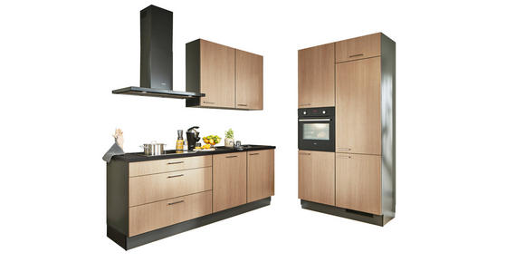 ECKKÜCHE 220/120 cm in Graphitfarben, Schwarz, Eichefarben - Chromfarben/Eichefarben, Design, Holzwerkstoff/Metall (220/120cm) - Xora
